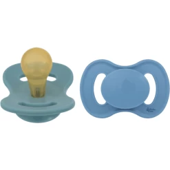 Lullaby Planet Schnuller Rund Aus Latex Gr. 2 In Ocean Teal & Dove Blue, 2er Pack