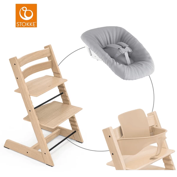 STOKKE® Mega Tripp Trapp® Set Hochstuhl Oak Natur Inkl. Newborn Set™ Grey Und Baby Set Natur 3 STOKKE® Mega Tripp Trapp® Set Hochstuhl Oak Natur Inkl. Newborn Set™ Grey Und Baby Set Natur